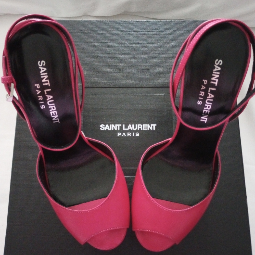Saint Laurent Paris Platform 105mm A Strap Fushia Women's Size EU-35.5/US-5